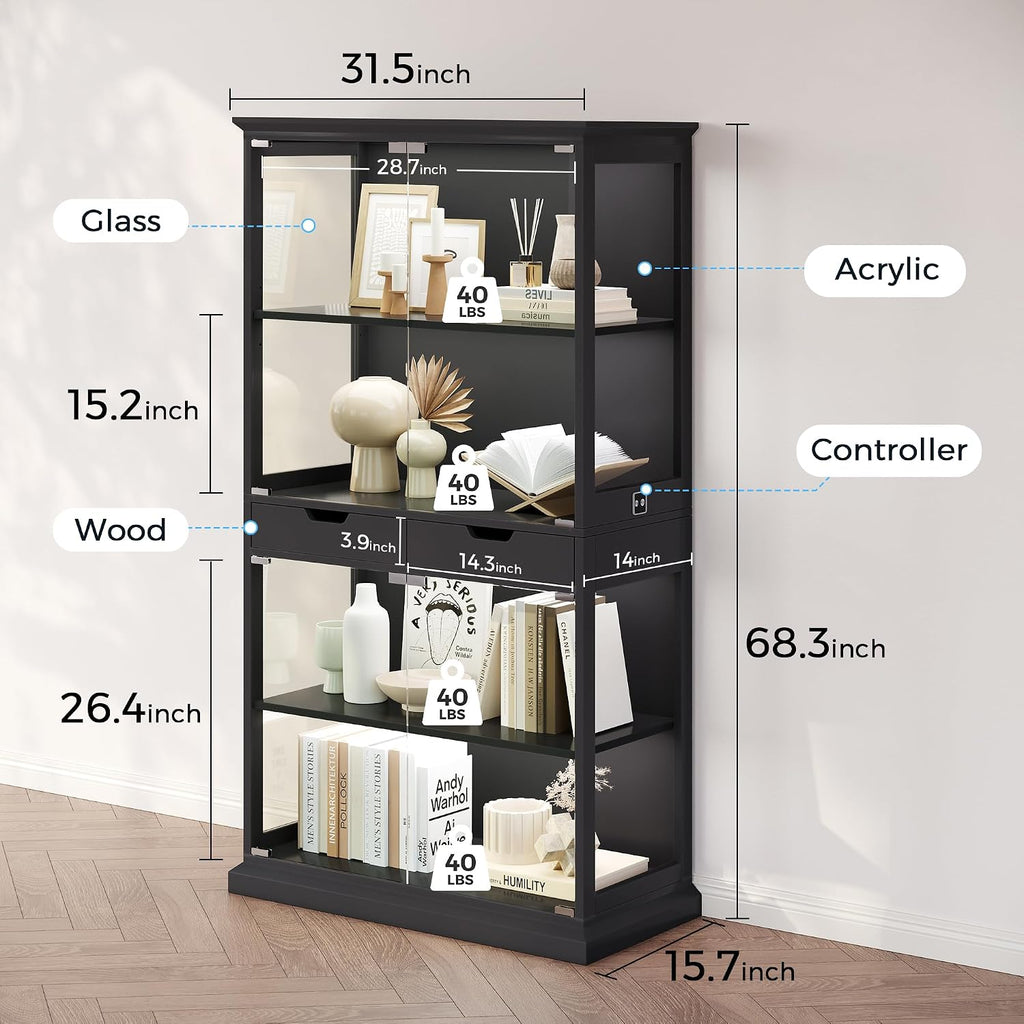 RGB Light Modern Glass Door Display Cabinet