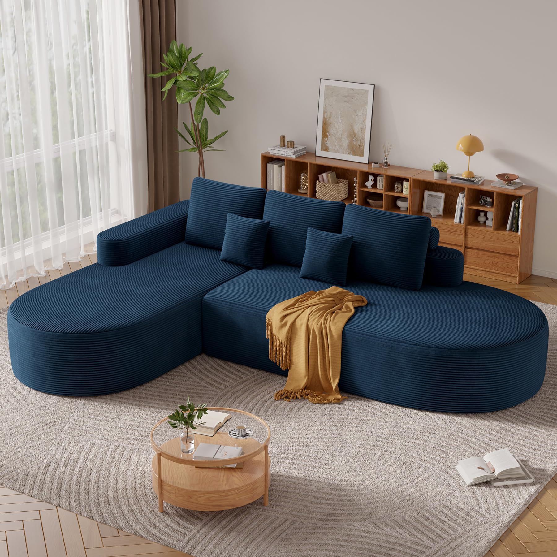 Beige Memory Foam Curved Cloud Modular Sofa