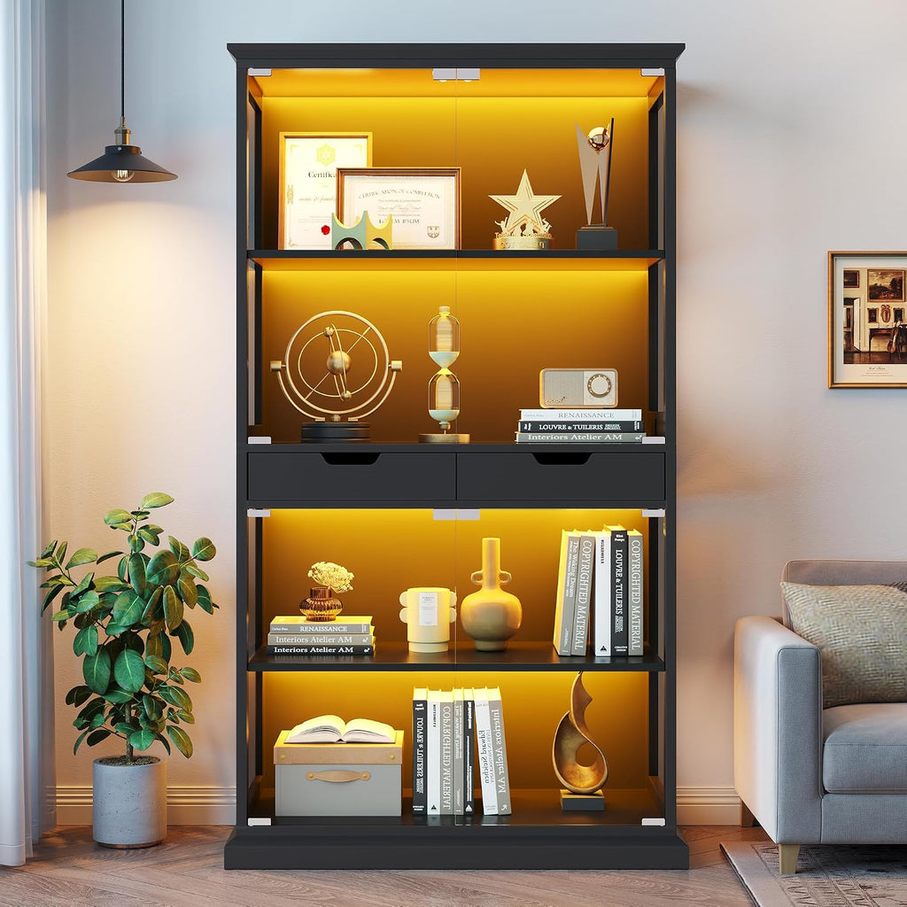 RGB Light Modern Glass Door Display Cabinet