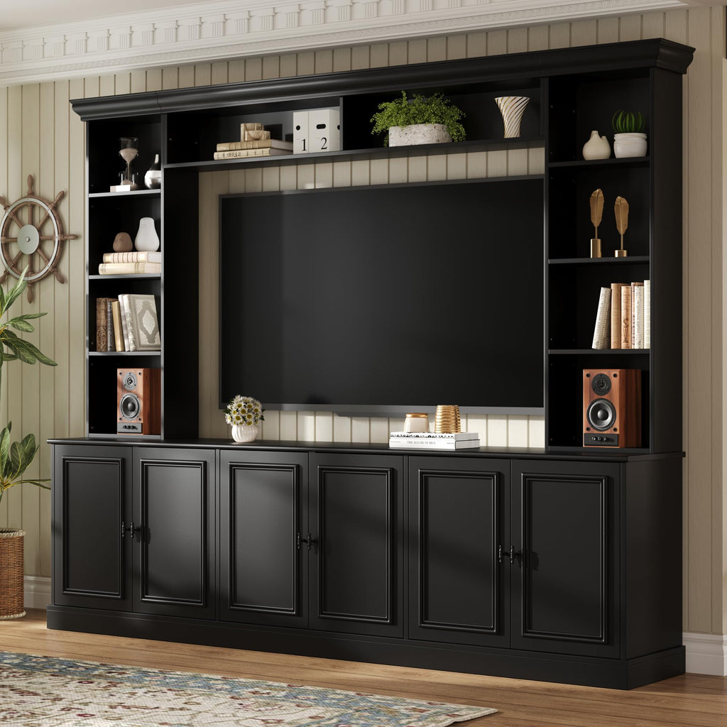 White Rustic Wall Unit TV Entertainment Center