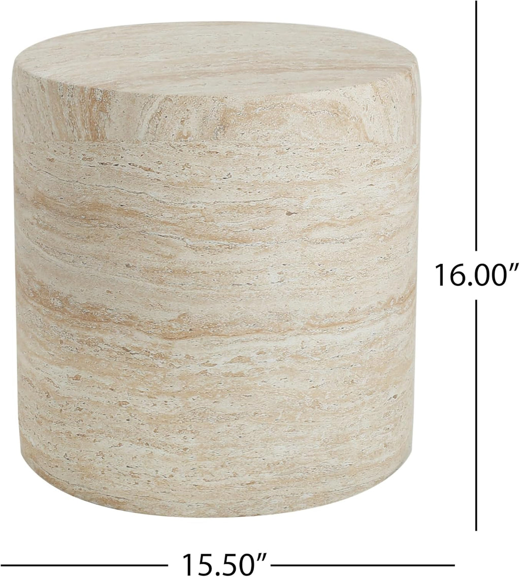 Travertine Lightweight Concrete Round Garden Stool