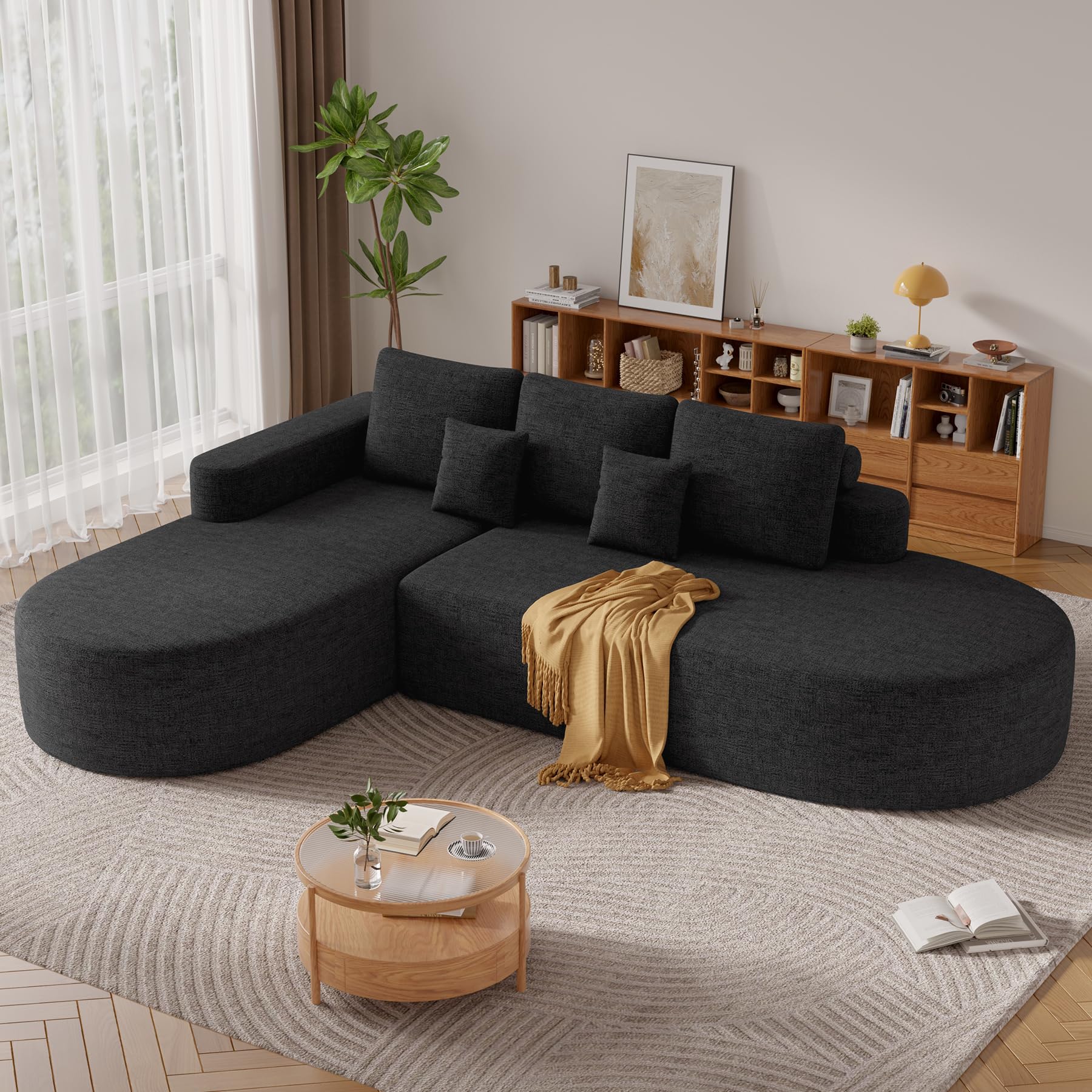 Beige Memory Foam Curved Cloud Modular Sofa