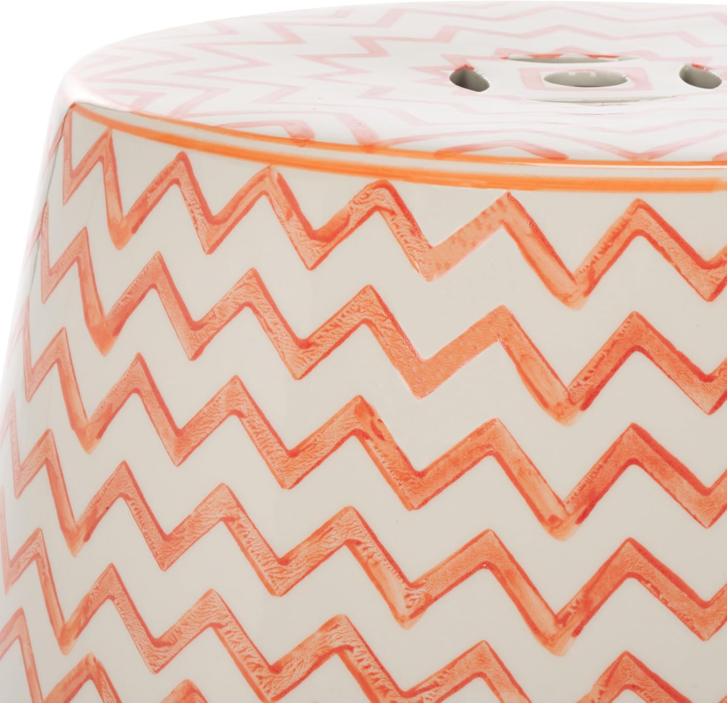 White Orange Chevron Ceramic Indoor Outdoor Stool