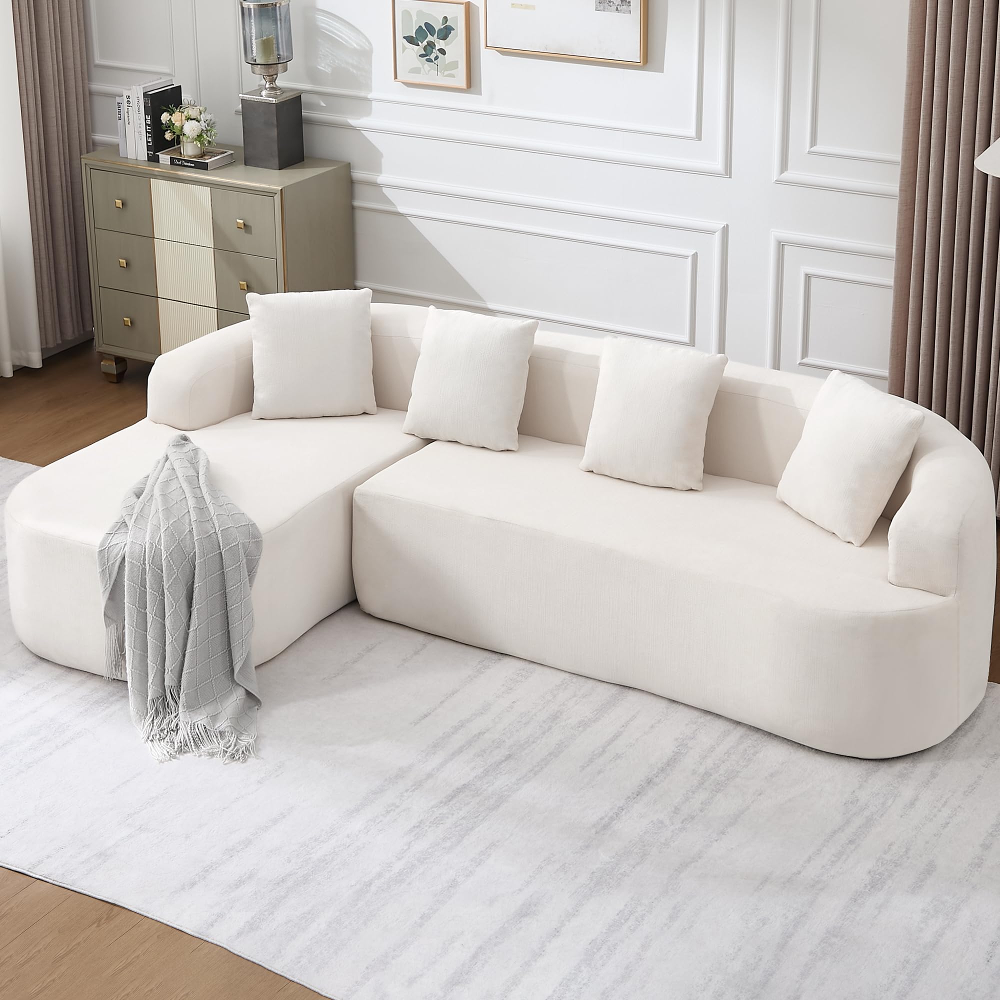 Beige Curved Cloud Modular Sofa with Chaise