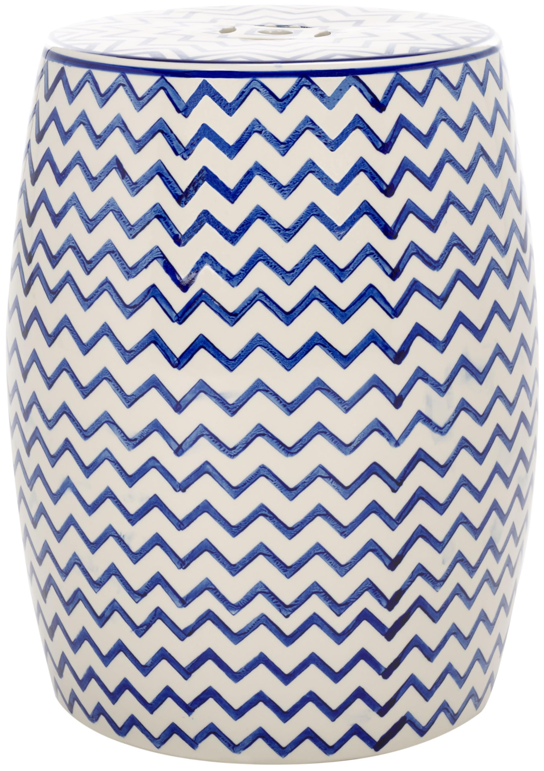 White Orange Chevron Ceramic Indoor Outdoor Stool