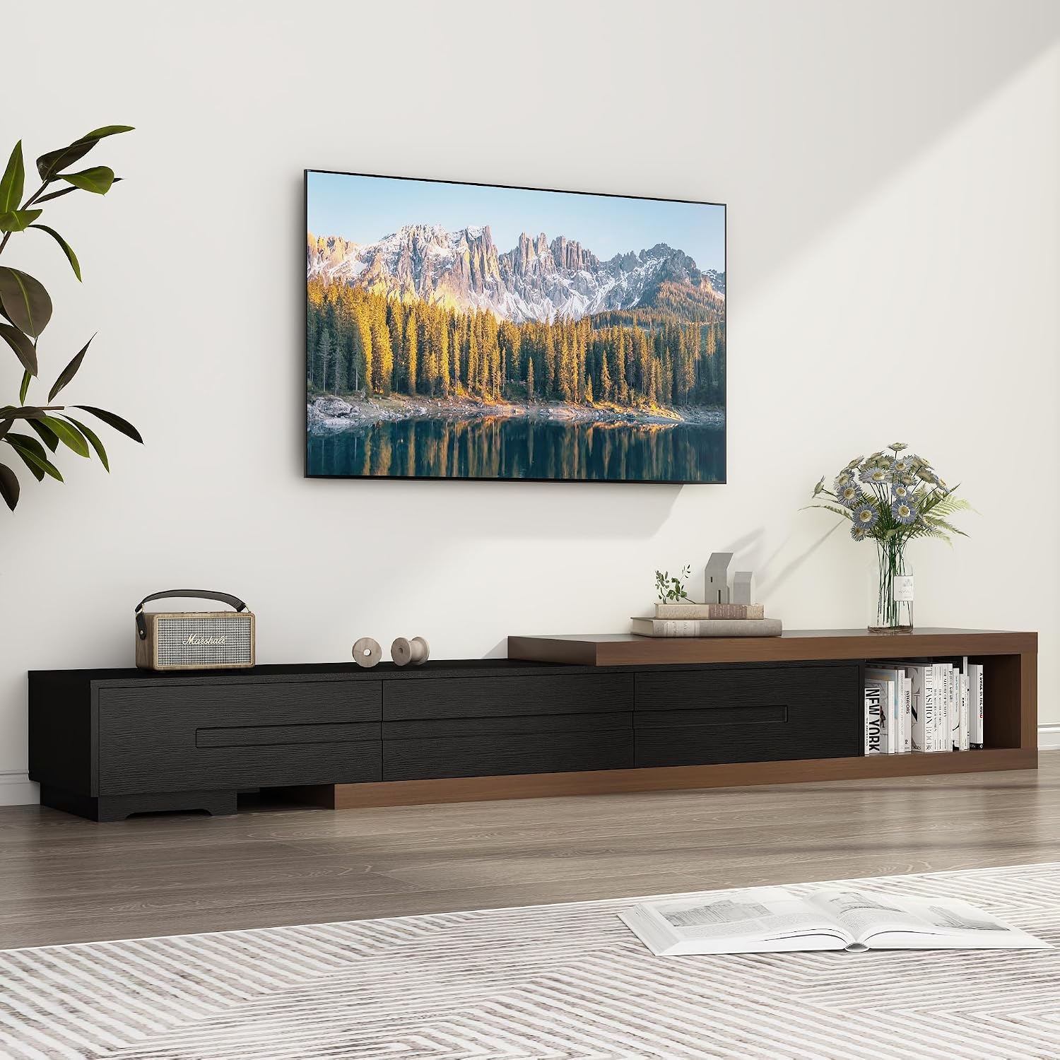 Extendable Wood Drawer TV Media Console