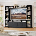Black LED Storage Wall Unit TV Console Stand