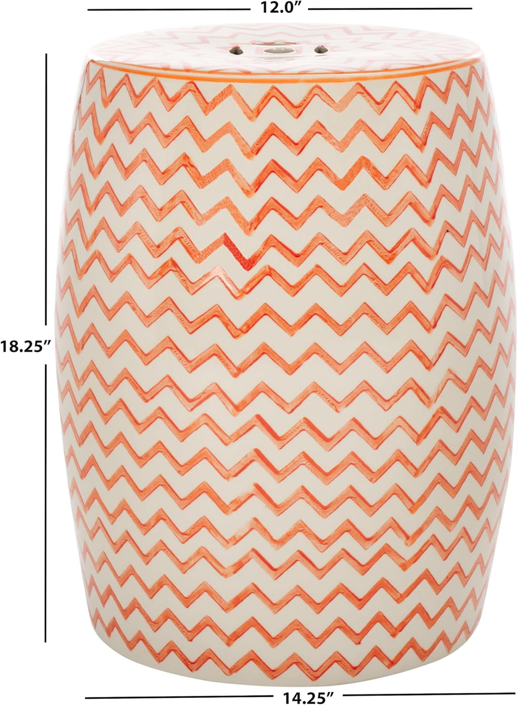 White Orange Chevron Ceramic Indoor Outdoor Stool