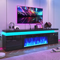 High Gloss LED Floating Fireplace TV Stand