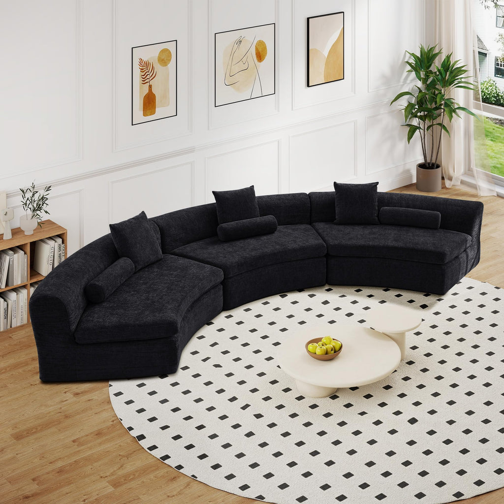 Orange Chenille Curved Modular Cloud Sectional Sofa
