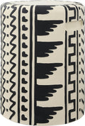 Black Cream Geometric Concrete Drum Stool with Handles