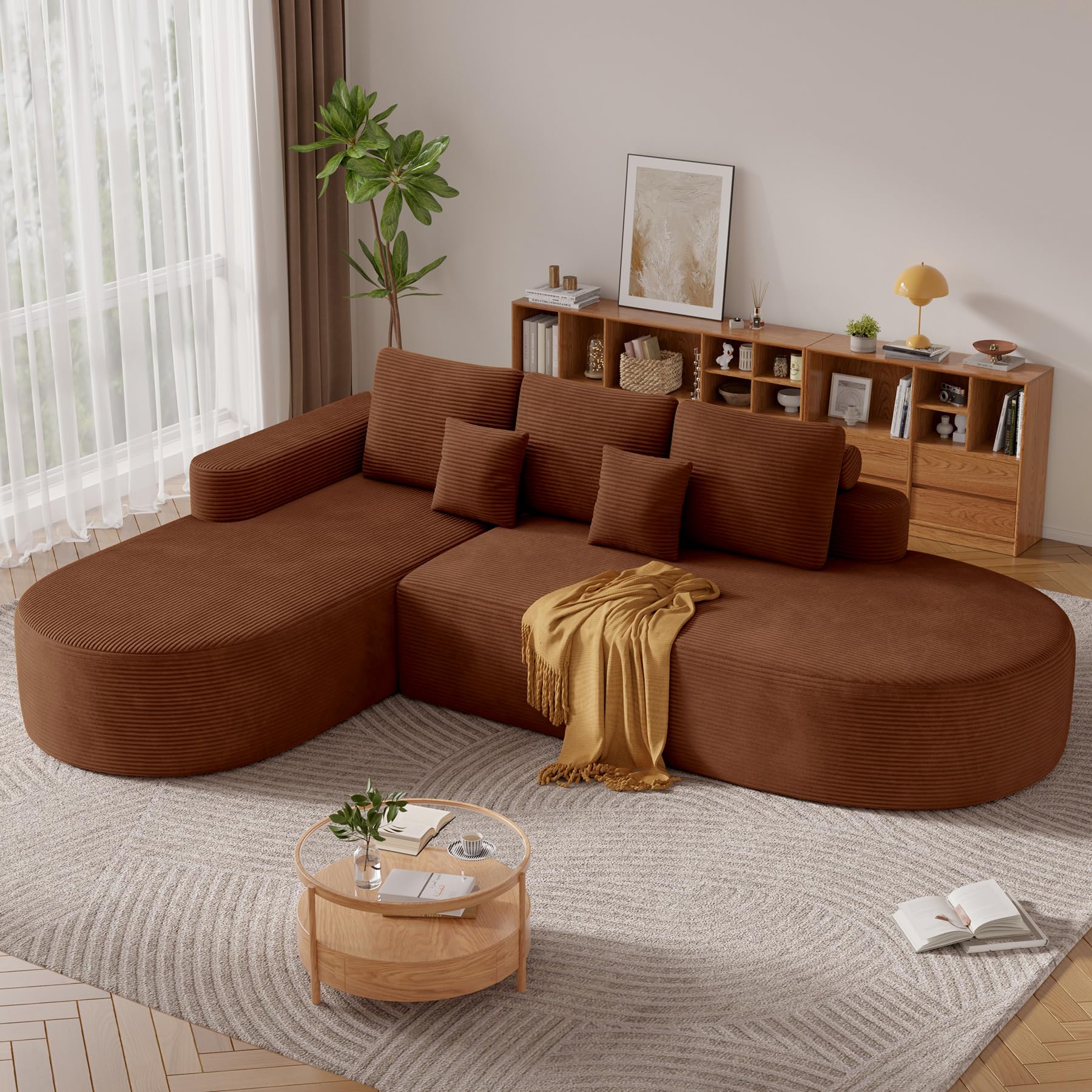 Beige Memory Foam Curved Cloud Modular Sofa