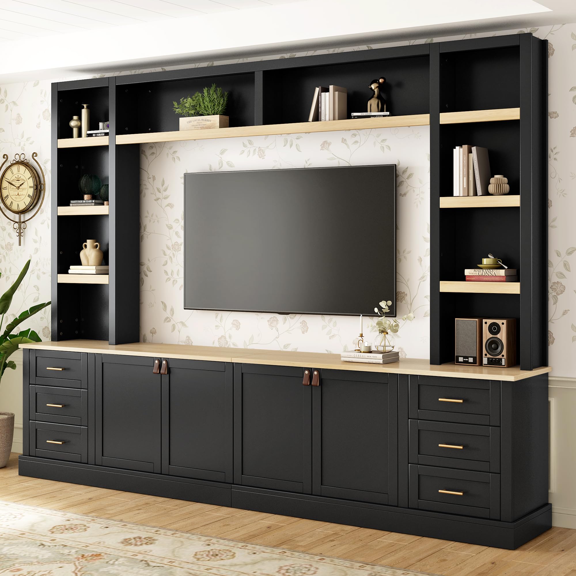 Blue Rustic Farmhouse Wall Unit TV Stand