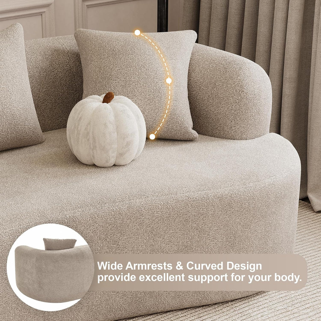 Light Brown Chenille Curved Cloud Modular Sofa