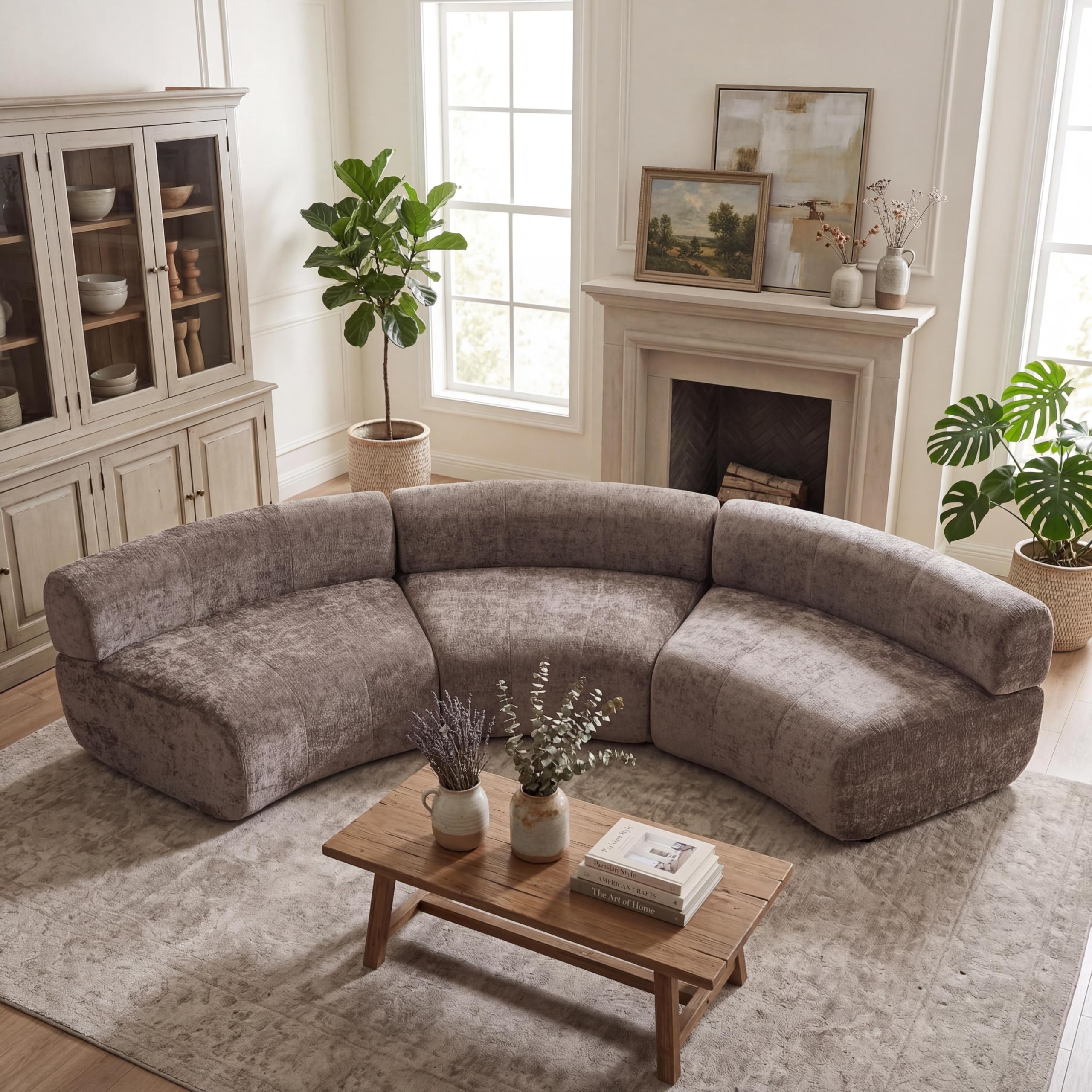 Green Compressed Foam Curved Cloud Modular Sofa