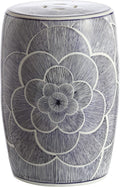 Blue White Floral Pierced Ceramic Drum Stool