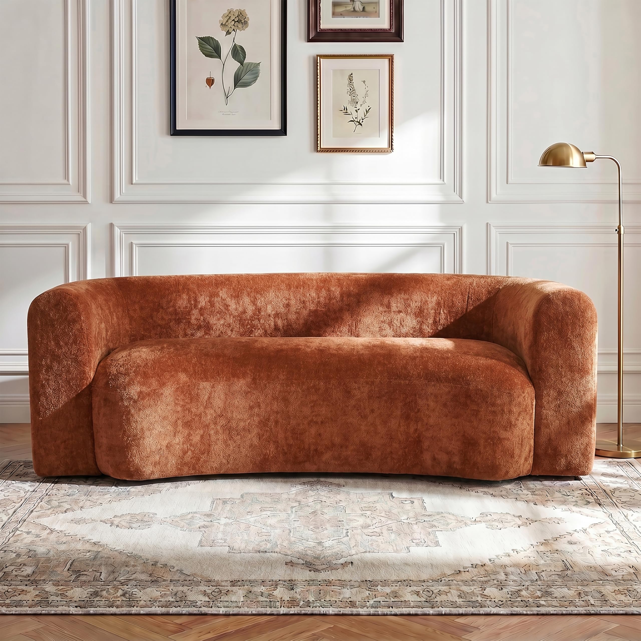 Almond Chenille Curved Cloud Modular Sleeper Sofa