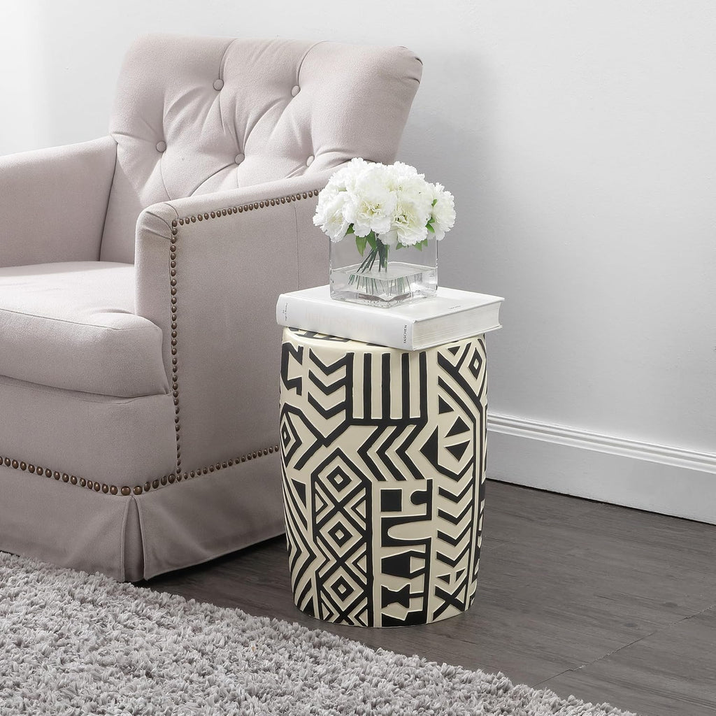 Distressed Geometric Concrete Indoor Outdoor Stool