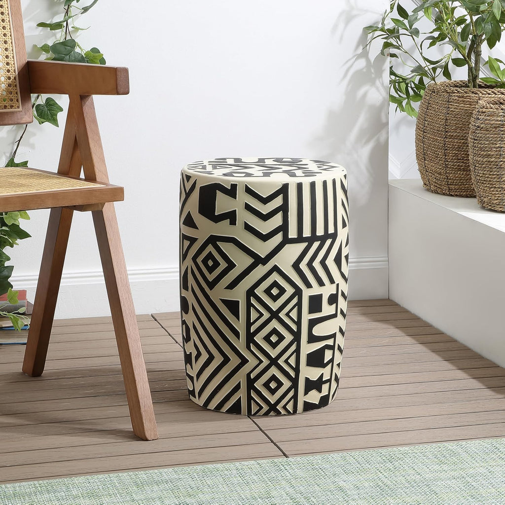 Distressed Geometric Concrete Indoor Outdoor Stool