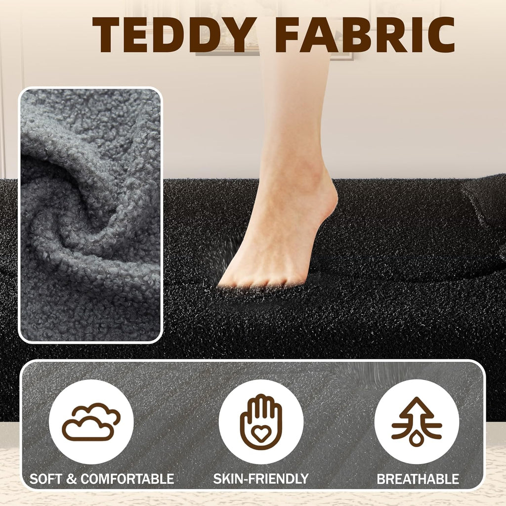 Teddy Fabric Convertible Curved Loveseat Sofa Bed