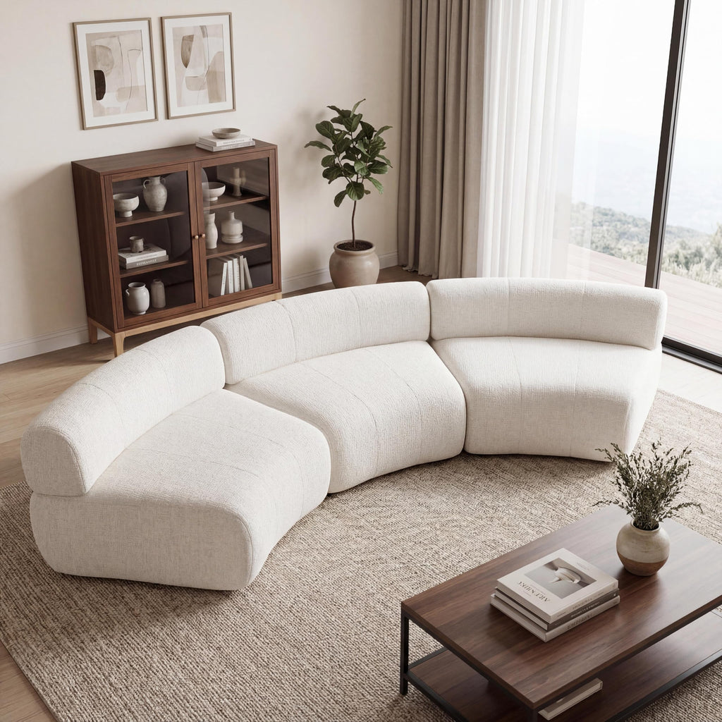 Green Compressed Foam Curved Cloud Modular Sofa