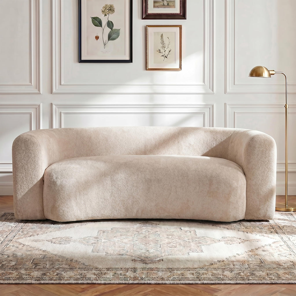 Almond Chenille Curved Cloud Modular Sleeper Sofa