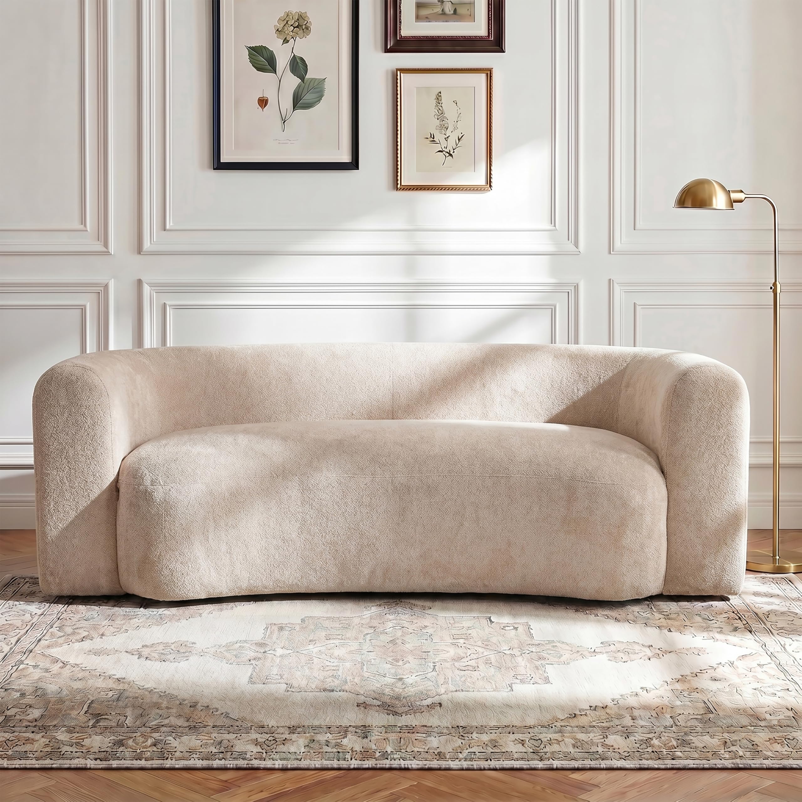 Almond Chenille Curved Cloud Modular Sleeper Sofa