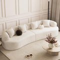 Cream White Chenille Curved Cloud Modular Sofa