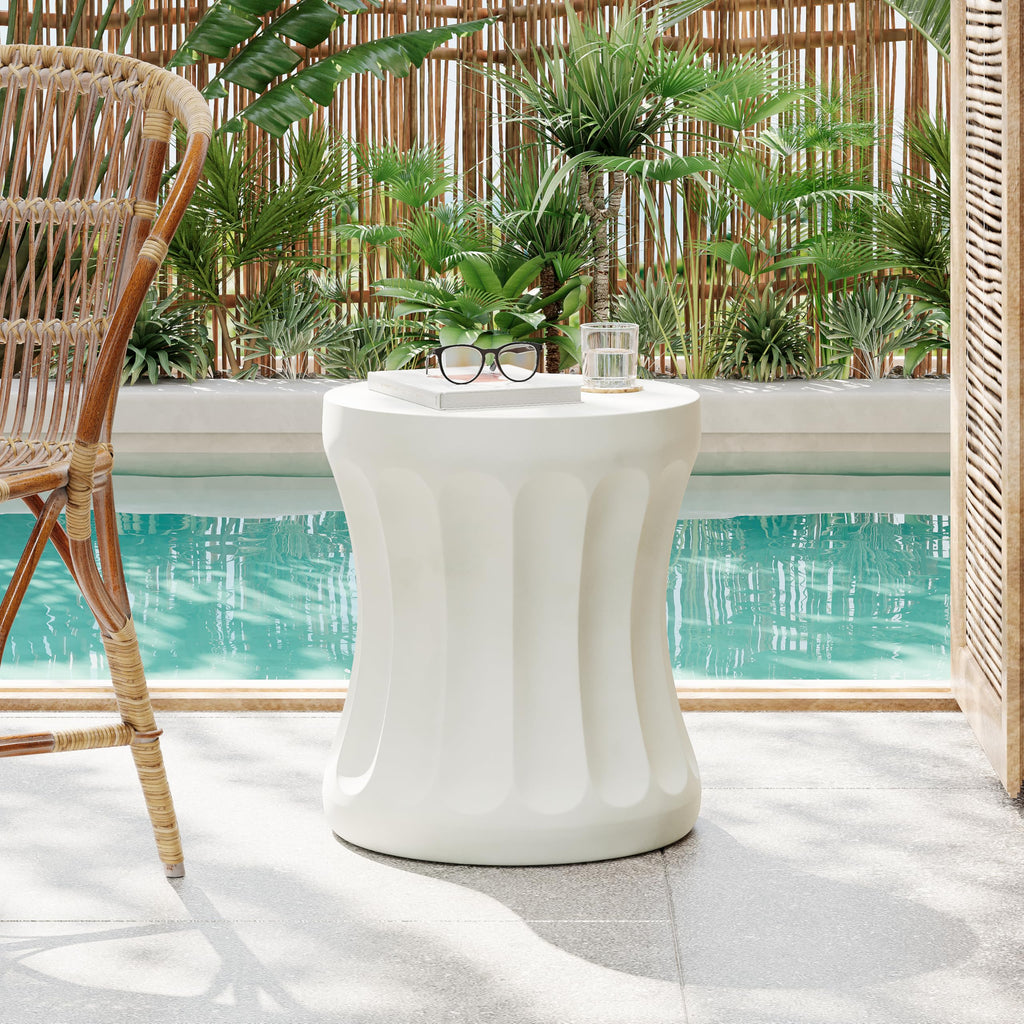 Travertine Lightweight Concrete Round Garden Stool