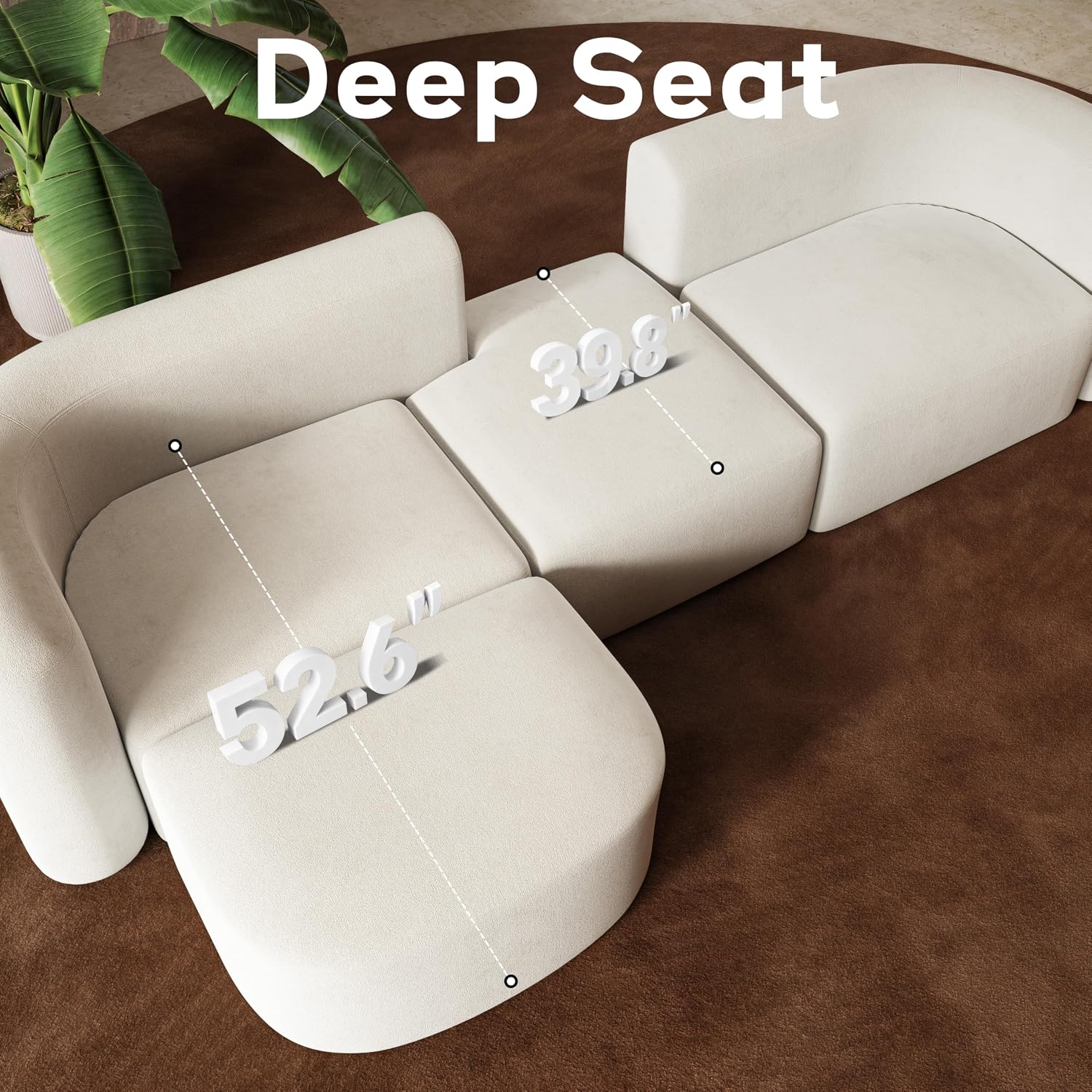 Curved Boneless Modular Sofa with Ottoman