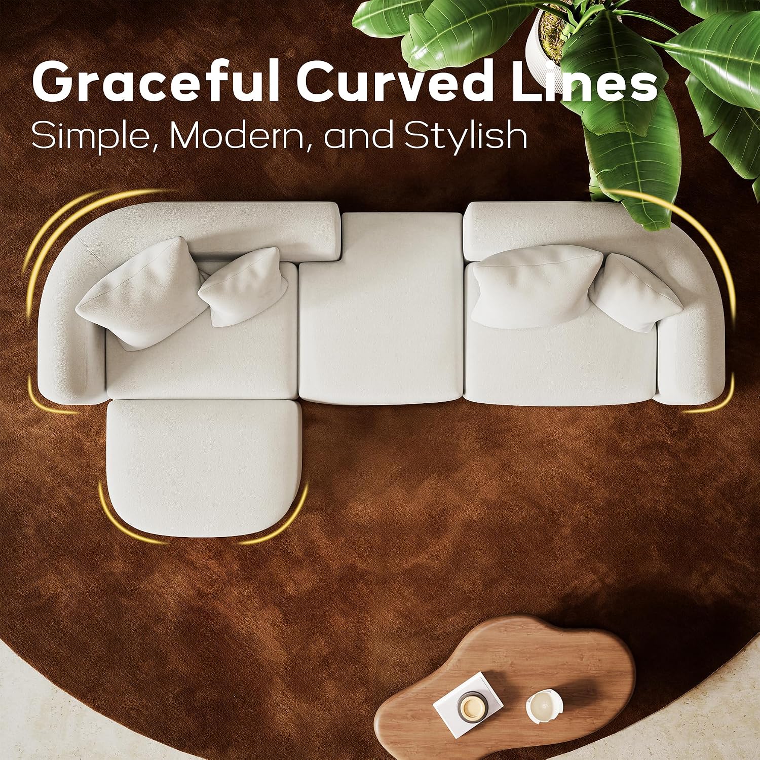 Curved Boneless Modular Sofa with Ottoman