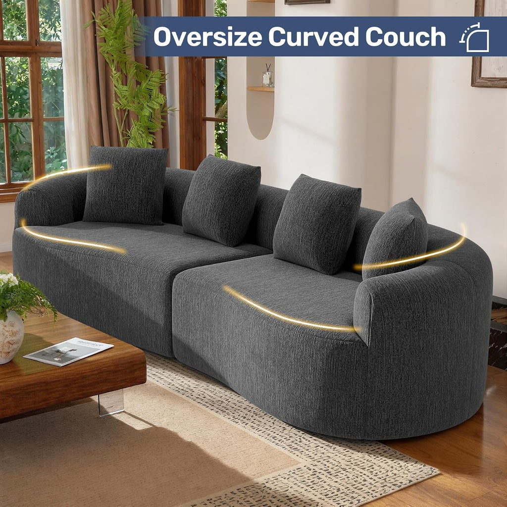 Black Boneless Deep Seat Curved Cloud Modular Sofa