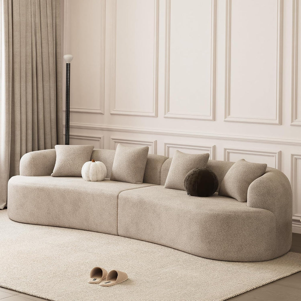 Light Brown Chenille Curved Cloud Modular Sofa