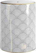 White Gold Fish Scale Ceramic Drum Garden Stool