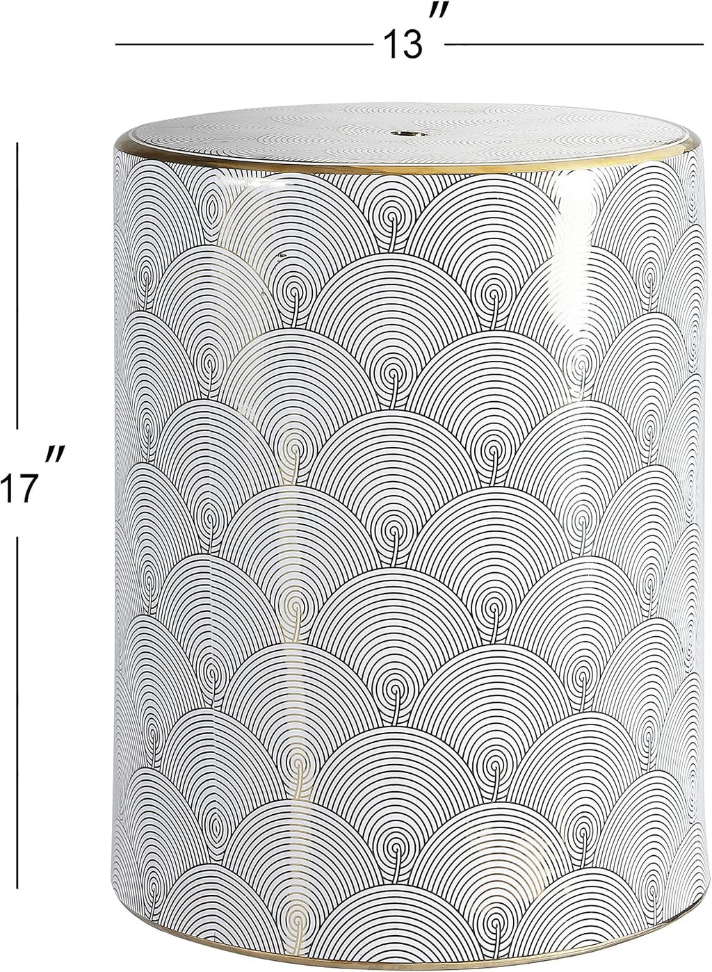 White Gold Fish Scale Ceramic Drum Garden Stool